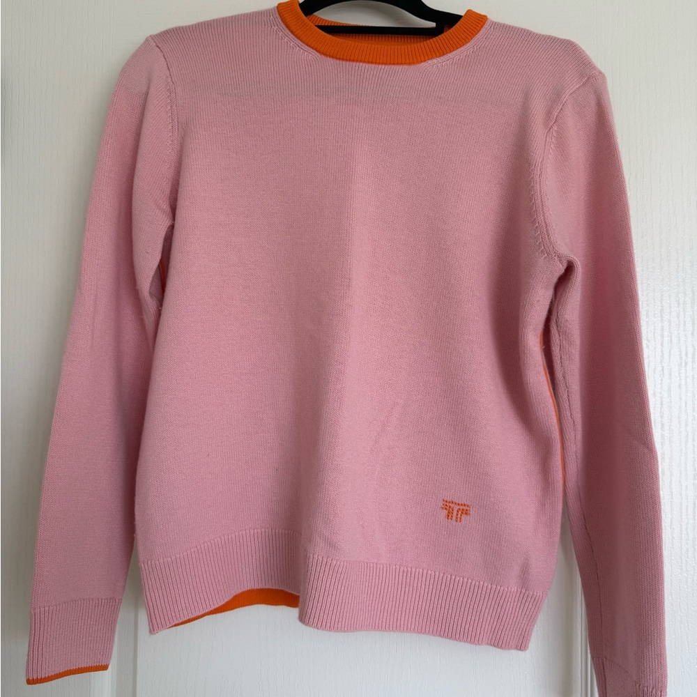 Tory Sport Pink Sweater with Orange Accents